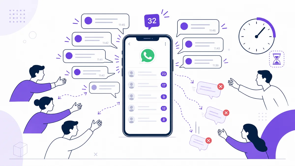 WhatsApp Business App sobrecarregado com muitas conversas e mensagens sem resposta