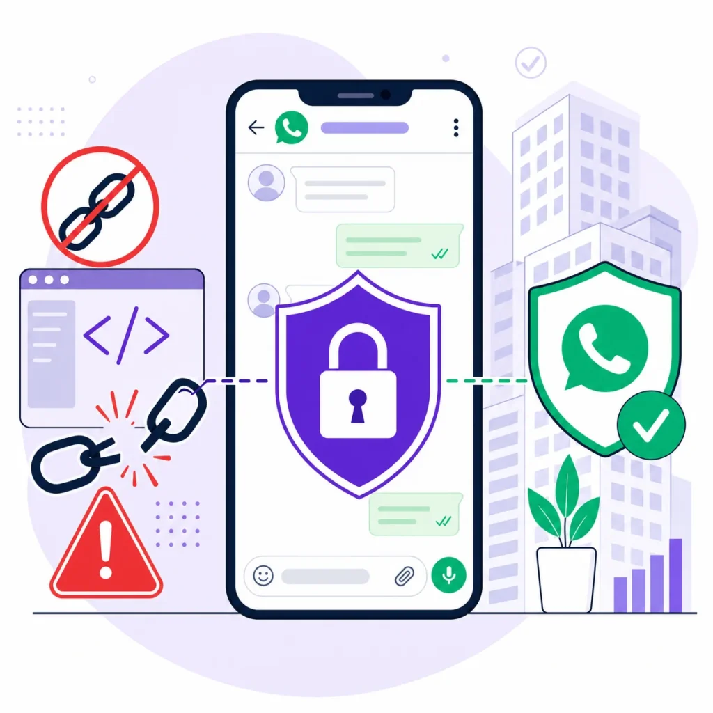 Ilustração sobre os riscos de segurança de uma integração não oficial do WhatsApp