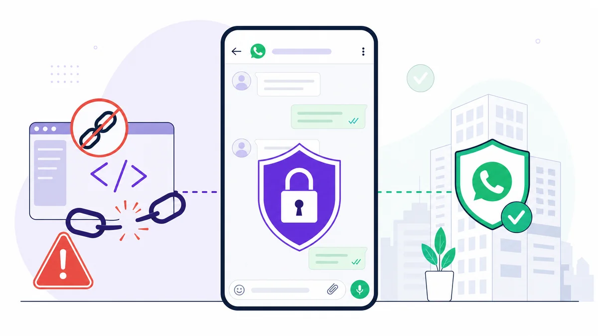 Comparação entre integração não oficial com risco de bloqueio e WhatsApp oficial protegido